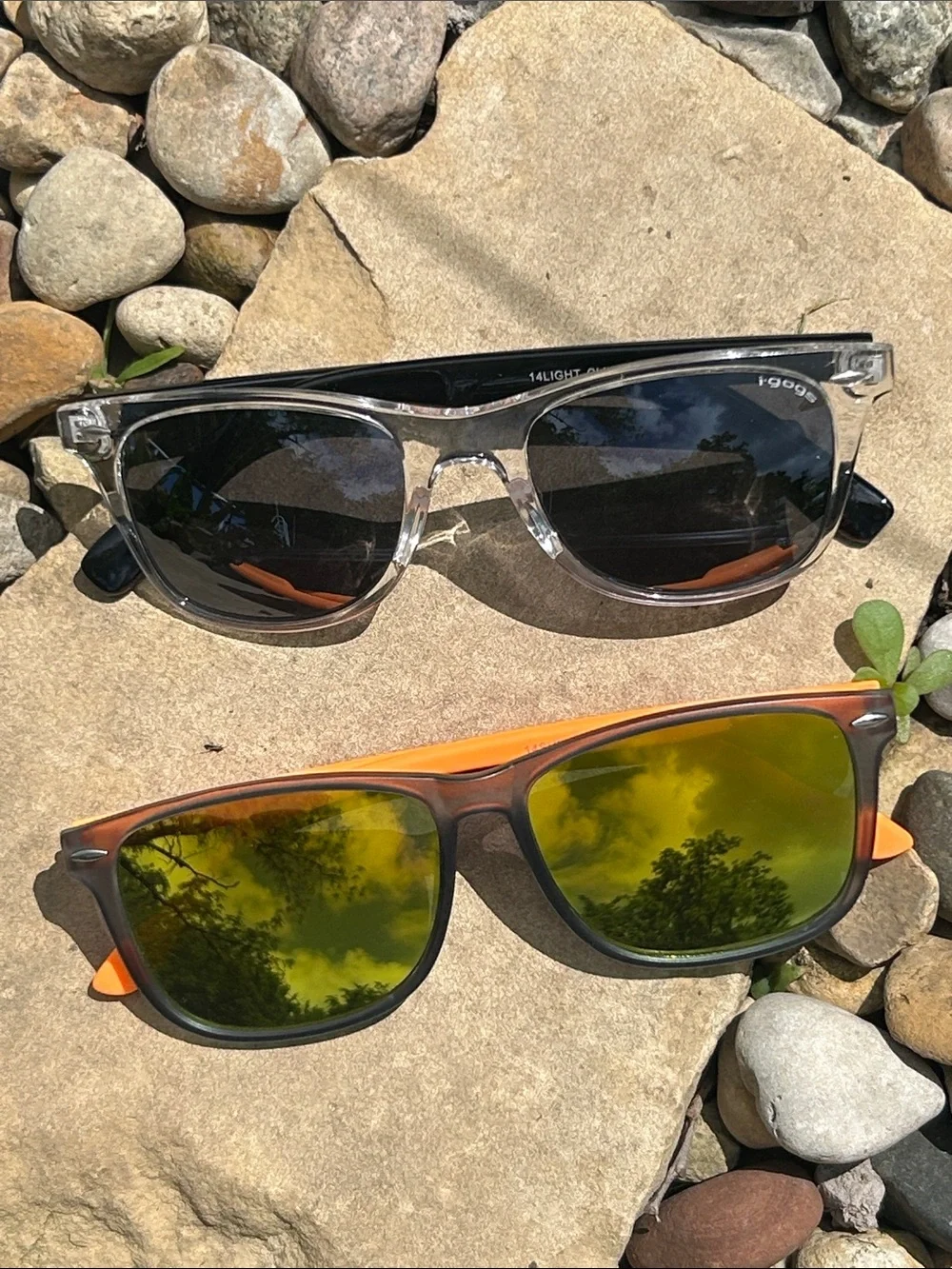 i-gogs Kids Sunglasses - Two Pair - Clear Frame & Orange Frame Mirrored Lenses
